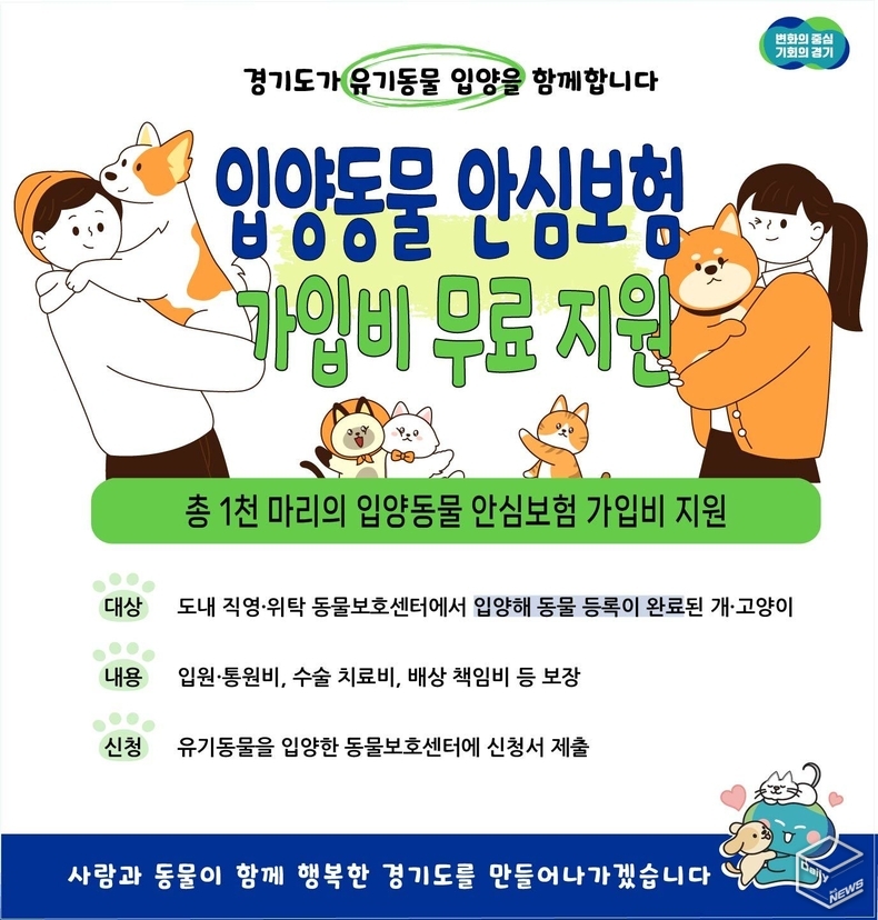 입양동물 안심보험은 올해 총 1천여 마리의 유기동물을 지원한다. 