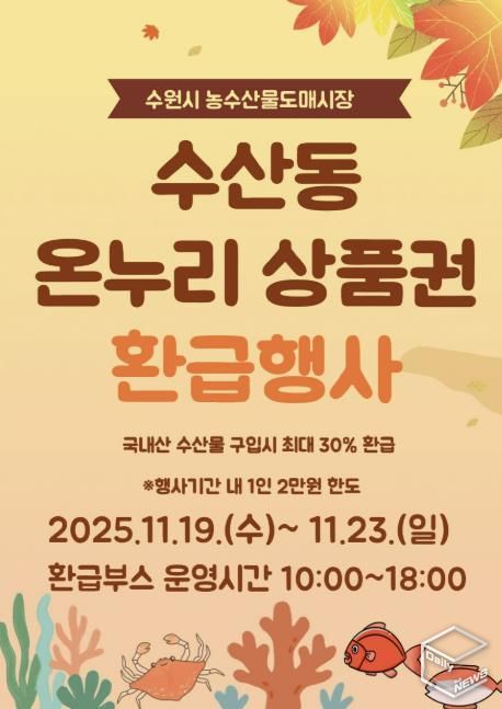 11월 온누리상품권 환급행사 홍보물.