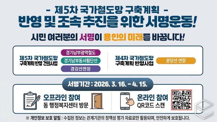 제5차 국가철도망 구축계획 반영 및 조속 추진을 위한 서명운동 홍보물